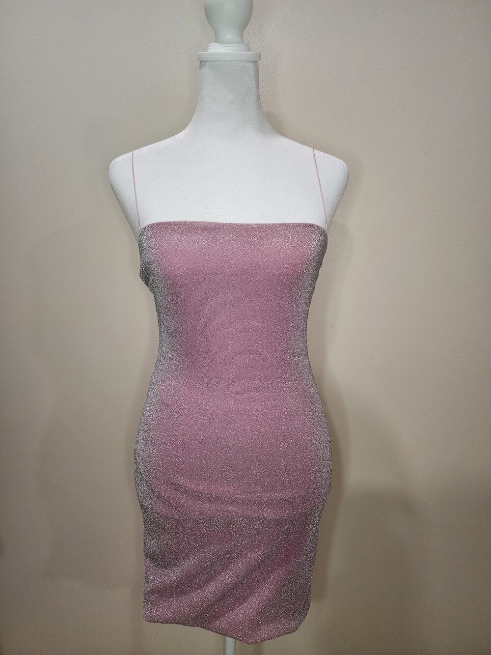 Meshki Dusty Rose Metallic Shimmer Ruched Mini Dress Size S Homecoming Sexy
